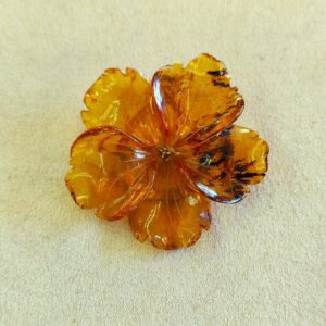 Spilla/Ciondolo argento dorato 925, ambra baltica