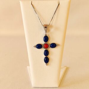 Croce lapislazuli e corallo