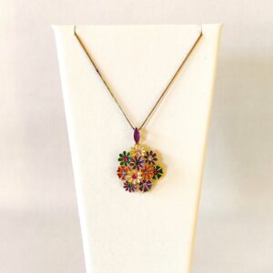 Parure ciondolo e orecchini (a buco monachella) argento dorato 925 e smalti